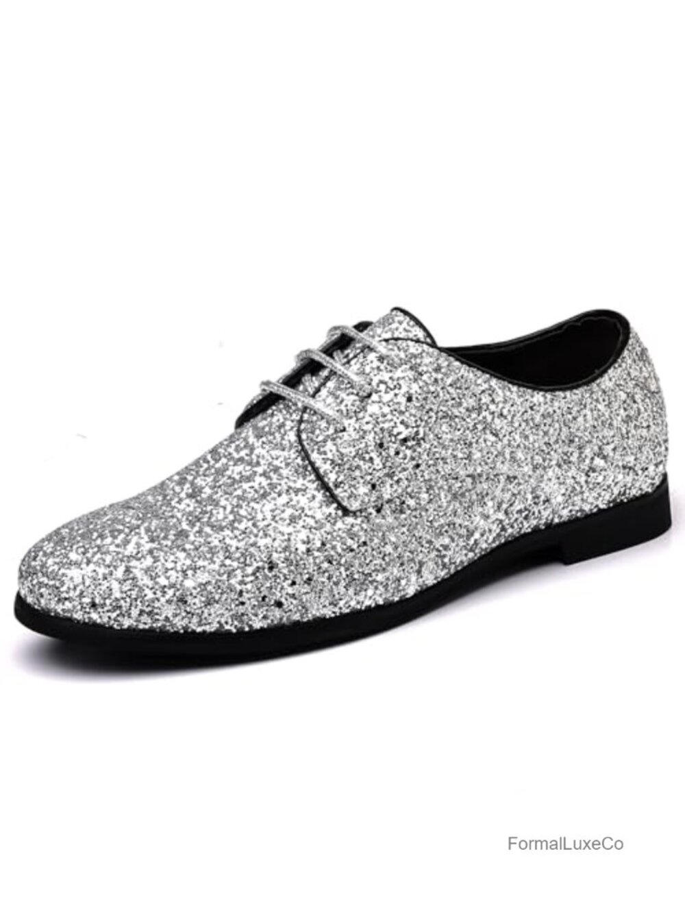 Men's Glitter Dress Shoes Lace Up Tuxedo Shiny Oxfords